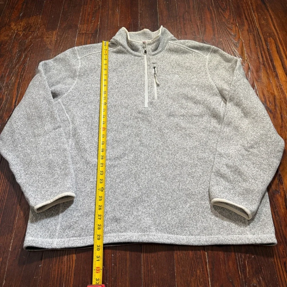 North Face Sweater Mens 2XL Heather‎ Gray 1/4 Zip Pullover Fleece Gropcore